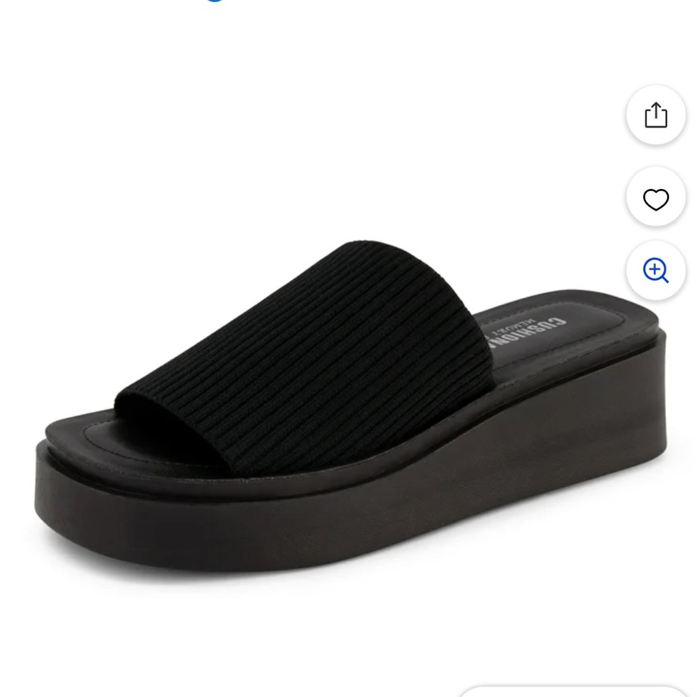 Cushionaire Women's Black Platform Slide Sandals